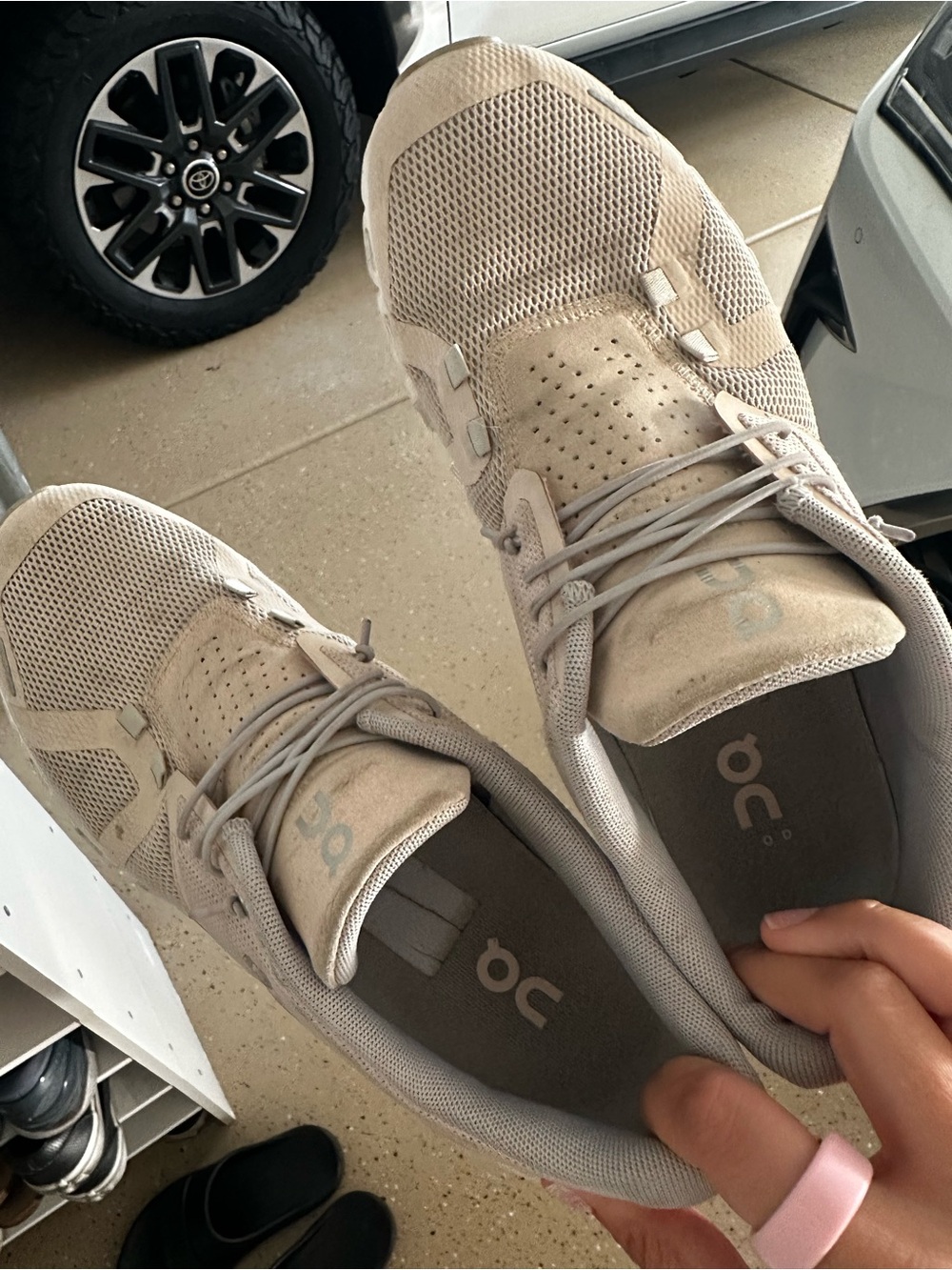 On Running Sneakers in Light Beige pink ish